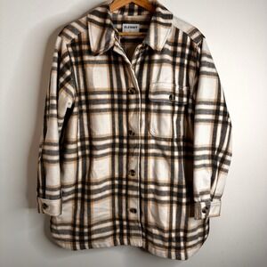Old Navy Plaid Flannel Shirt Jacket Shacket Womens Size L Granola Country Farm
